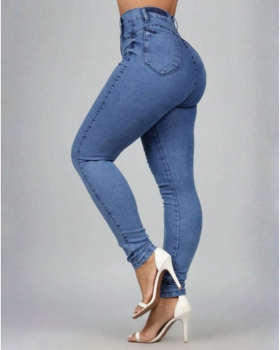 Calça Jeans Feminina Skinny Cintura Alta Modela Bumbum