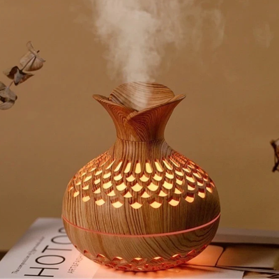 Mini Difusor Vaso de Madeira com LED — preço na Shopee