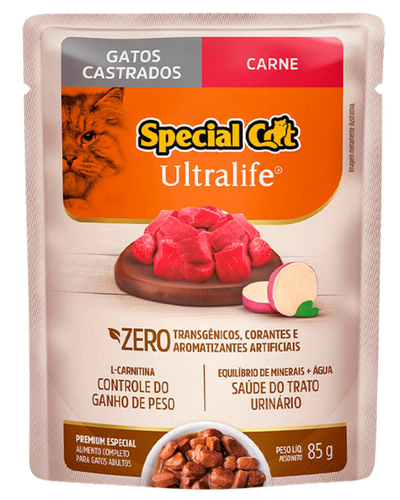 Caixa Special Cat Ultralife com sach&ecirc;s de carne para gatos castrados