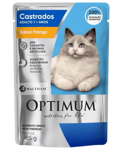 Caixa Optimum com sach&ecirc;s de frango para gatos adultos castrados