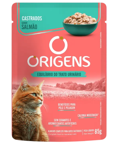 Caixa Origens com sach&ecirc;s de salm&atilde;o para gatos adultos castrados