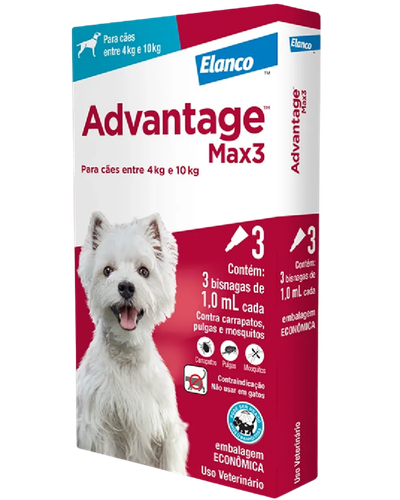 Advantage Max3 para c&atilde;es de 4 a 10kg