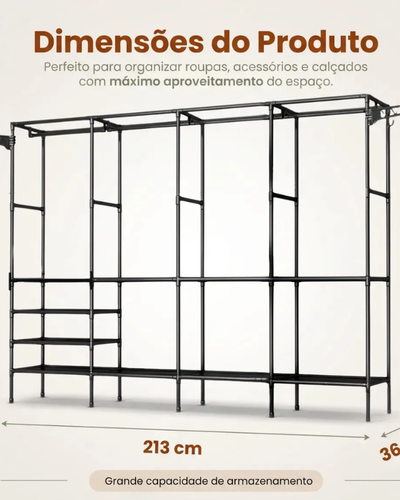 Closet aberto Rishon com quatro colunas
