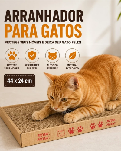 Arranhador horizontal para gatos de papelão ondulado com 44 x 24 cm