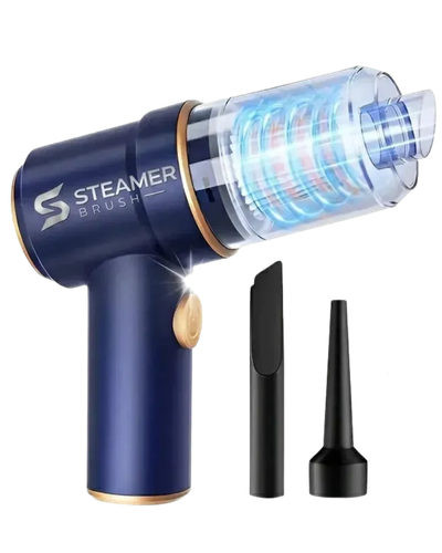 Aspirador e soprador Steamer Brush azul recarregável com acessórios