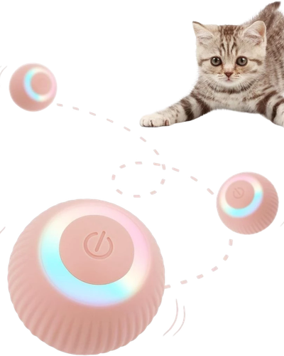 Bolinha eletrônica rosa com luz para gatos brincarem sozinhos
