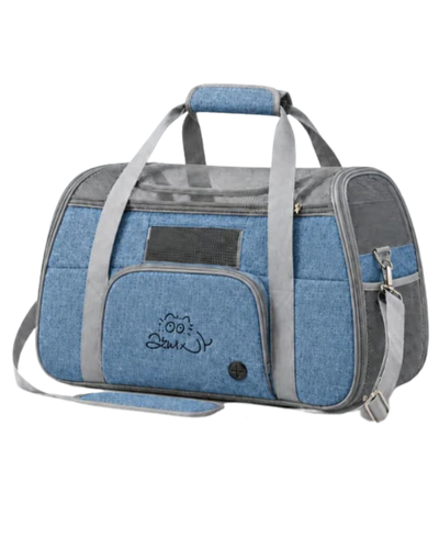 Bolsa de transporte FORNUTS azul para gatos com abertura superior e lateral