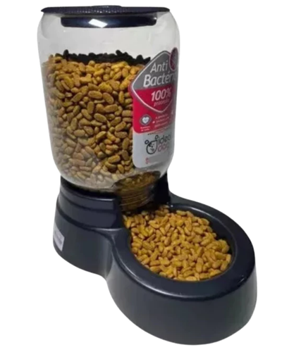Dispenser compacto de ra&ccedil;&atilde;o por gravidade 1,5kg preto com tampa protetora