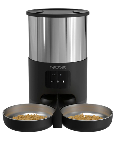 Comedouro autom&aacute;tico Newpet 5L preto com aplicativo e duas tigelas