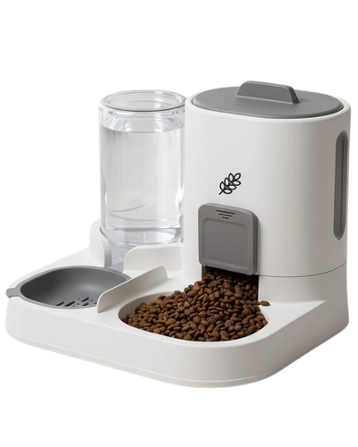 Comedouro e bebedouro autom&aacute;tico branco 2 em 1 para gatos com filtro