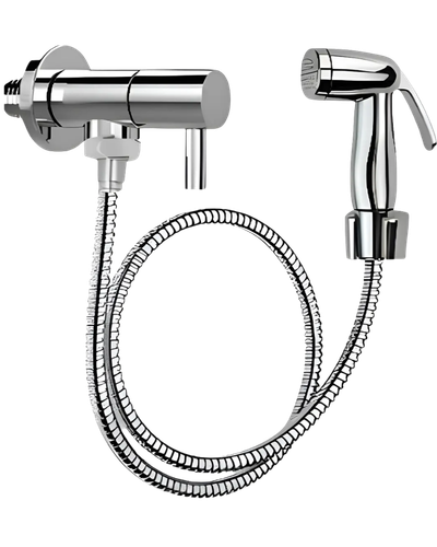 Ducha higi&ecirc;nica em ABS cromado com registro 1/4 de volta