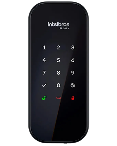 Fechadura digital Intelbras FR 101 V preta de sobrepor com teclado num&eacute;rico