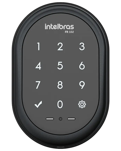 Fechadura digital Intelbras FR 102 preta de sobrepor com teclado num&eacute;rico redondo