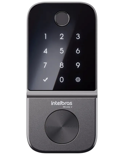 Fechadura digital Intelbras FR 221V preta com leitor biom&eacute;trico e teclado