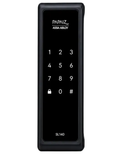 Fechadura digital Papaiz SL140 preta de sobrepor com teclado touchscreen