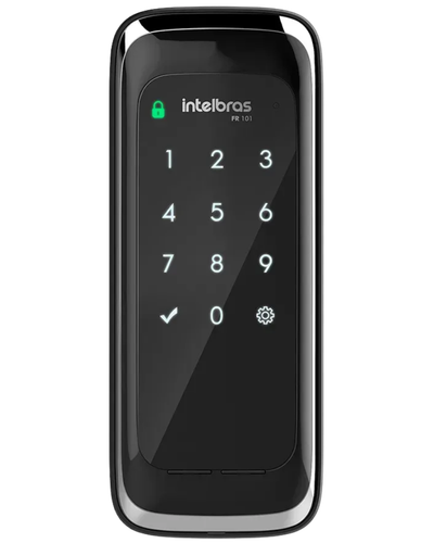 Fechadura digital Intelbras FR 101 preta de sobrepor com teclado num&eacute;rico