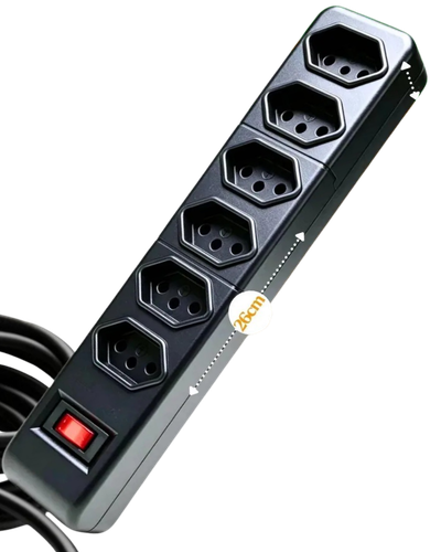 Filtro de linha Isotel preto com seis tomadas