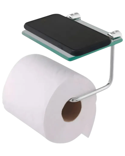 Papeleira porta papel higi&ecirc;nico com prateleira para celular e objetos
