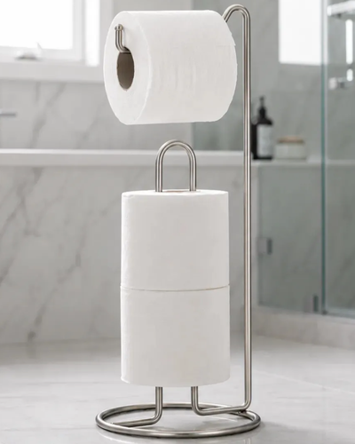 Porta papel higi&ecirc;nico de ch&atilde;o S&oacute;Lar com espa&ccedil;o para rolos reserva