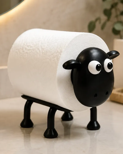 Porta papel higi&ecirc;nico decorativo em formato de ovelha