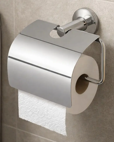 Porta papel higi&ecirc;nico inox com tampa Universo das Torneiras