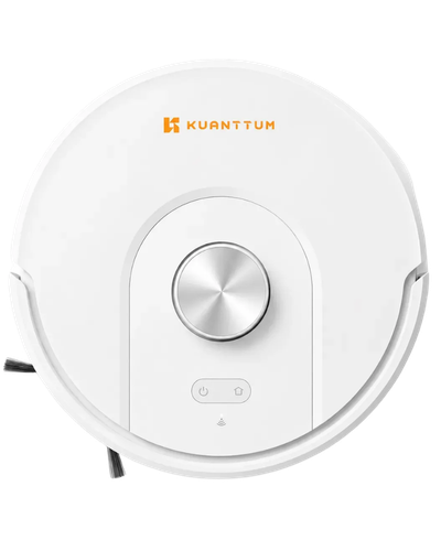 Robô aspirador Kuanttum X10 branco com mapeamento e base de autoesvaziamento
