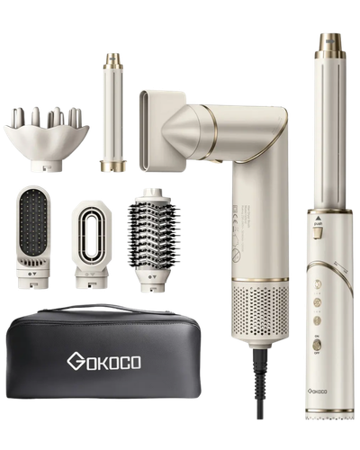 Modelador Gokoco 7 em 1 palha com escovas difusor e cilindros