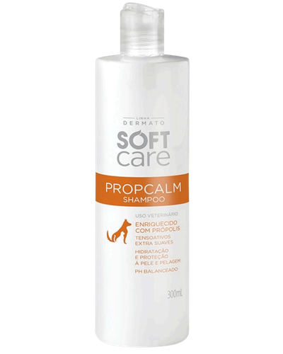 Shampoo com Pr&oacute;polis Propcalm Soft Care 300 ml para c&atilde;es e gatos