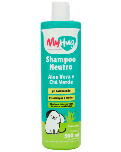 Shampoo Neutro para Cachorro MyHug 500 ml com aloe vera e ch&aacute; verde