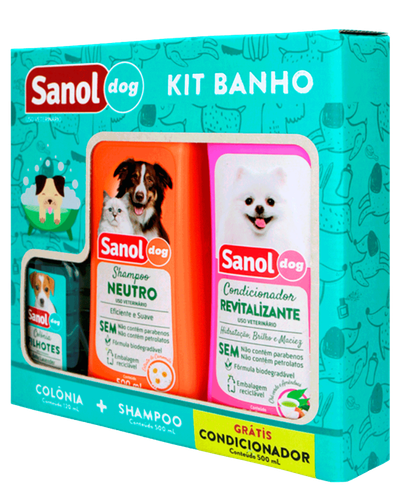 Kit Banho Sanol Dog com shampoo, condicionador e col&ocirc;nia