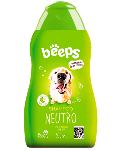 Shampoo Neutro Beeps Pet Society 500 ml concentrado para c&atilde;es e gatos