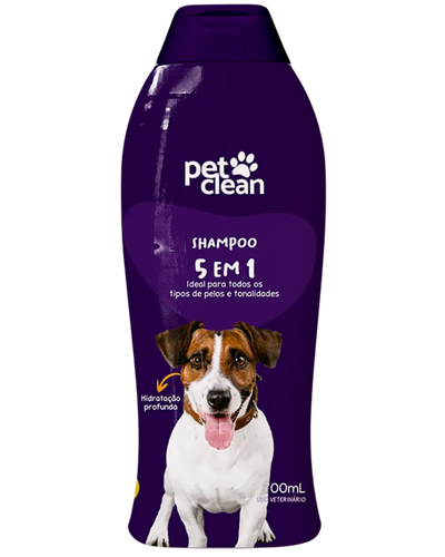 Shampoo 5 em 1 para C&atilde;es e Gatos Pet Clean 700 ml