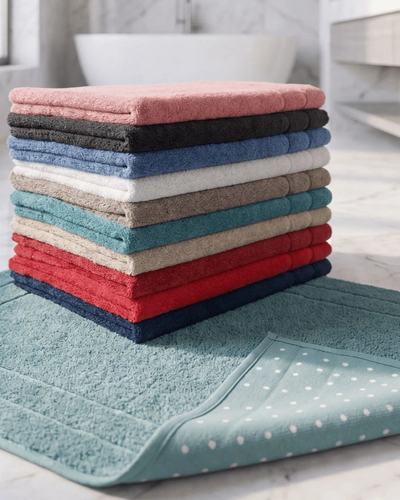Kit com toalhas de piso para banheiro em v&aacute;rias cores