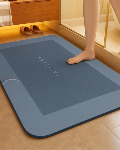 Tapete de banheiro azul de secagem r&aacute;pida e super absorvente
