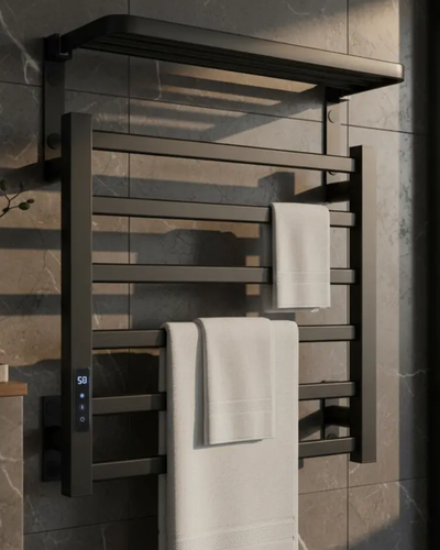 Toalheiro el&eacute;trico Fino Inox 45x50 preto com display digital