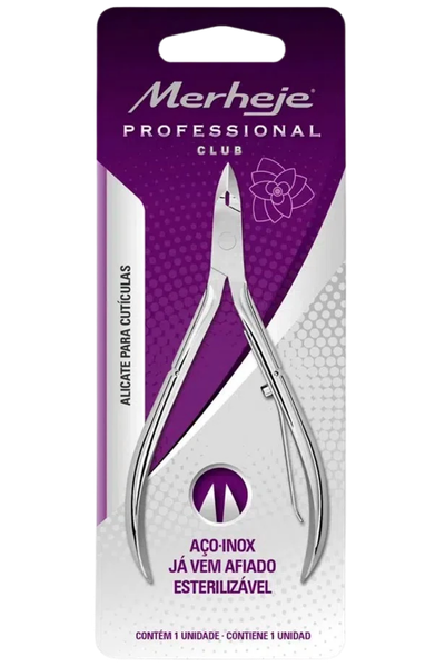 Alicate de cut&iacute;cula Merheje Professional Club em a&ccedil;o inox