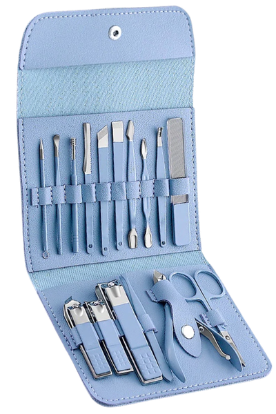 Kit de manicure e pedicure com 16 pe&ccedil;as e estojo