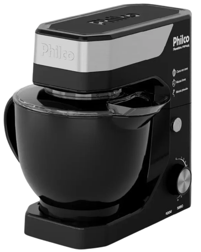 Batedeira planet&aacute;ria Philco PBP90A preta com tigela de 5 litros