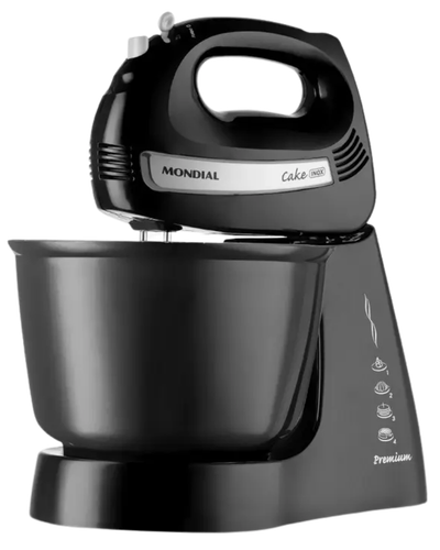 Batedeira Mondial Cake Premium B-50-B preta com tigela de 4 litros