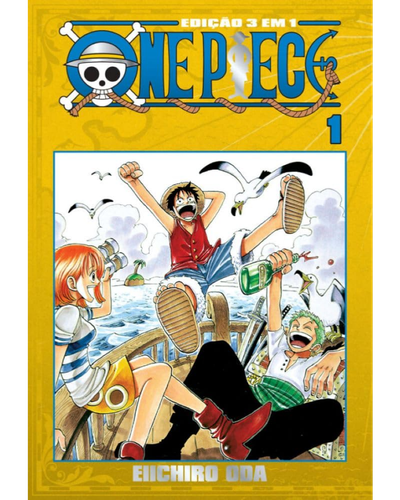 Capa do mang&aacute; One Piece 3 em 1 Vol. 1, de Eiichiro Oda
