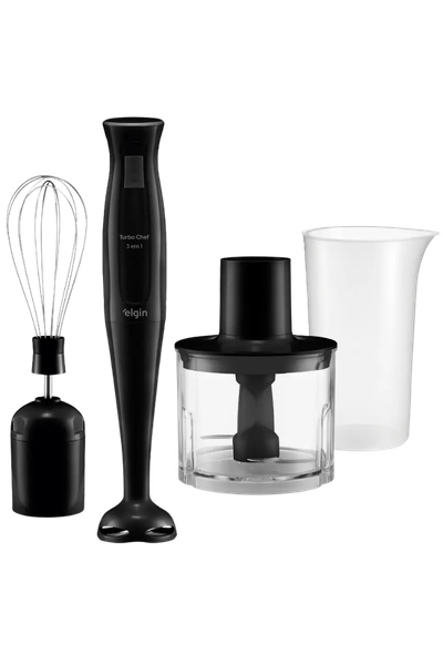 Mixer Elgin Turbo Chef preto com batedor, processador e copo