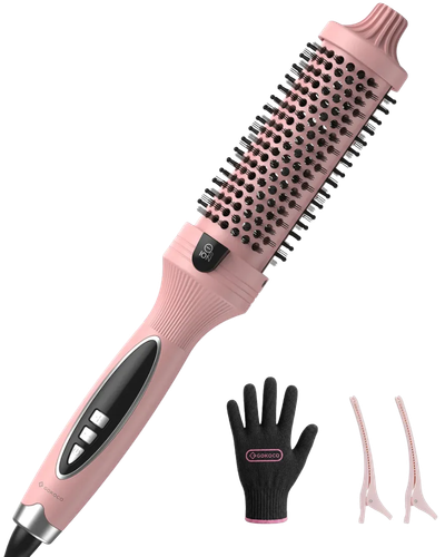 Pente modelador quente Gokoco rosa com luva e presilhas