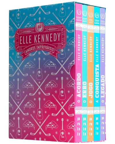 Box Amores Improv&aacute;veis com os cinco livros de Elle Kennedy